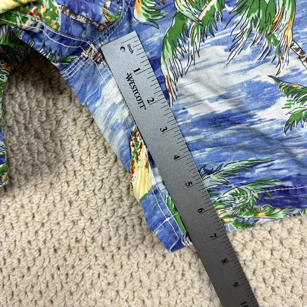 Vtg Polo Ralph Lauren Board Shorts Mens L Blue Swim Trunks Tie Front Palm Tree